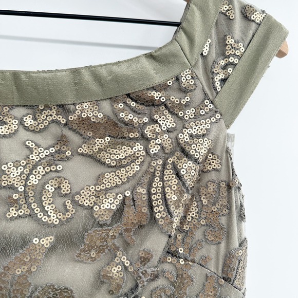 Tadashi Shoji Mesh Sequin Mermaid Gown in Smoke Pearl Size 6 - Picture 7 of 13